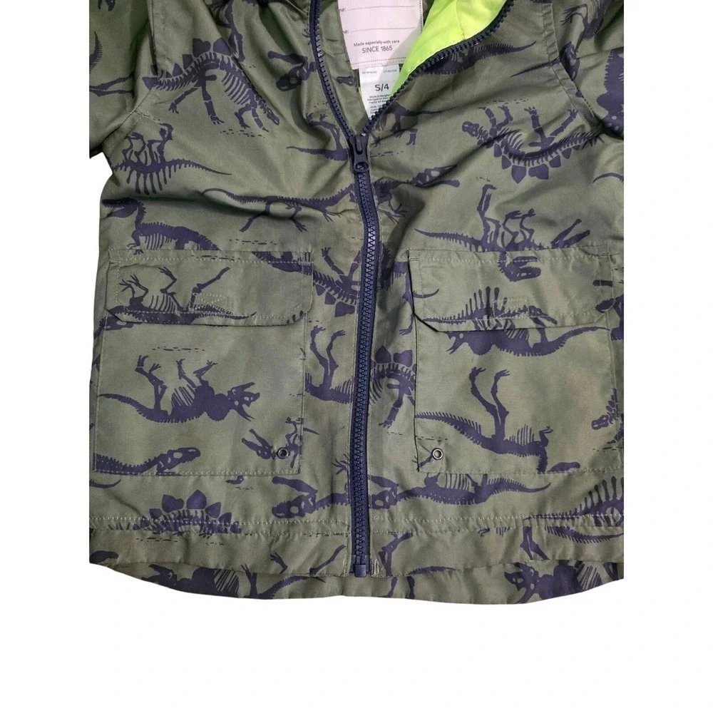 Boys Small Windbreaker Jacket, Back To School Carter's Dinosaur Olive Green